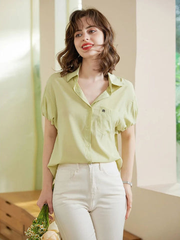Camicia donna corta con ricamo floreale