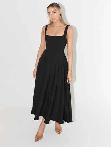 Abito estivo midi donna con scollo quadrato