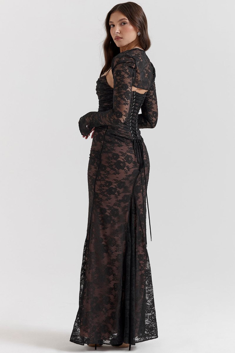 Abito lungo aderente con corsetto da donna