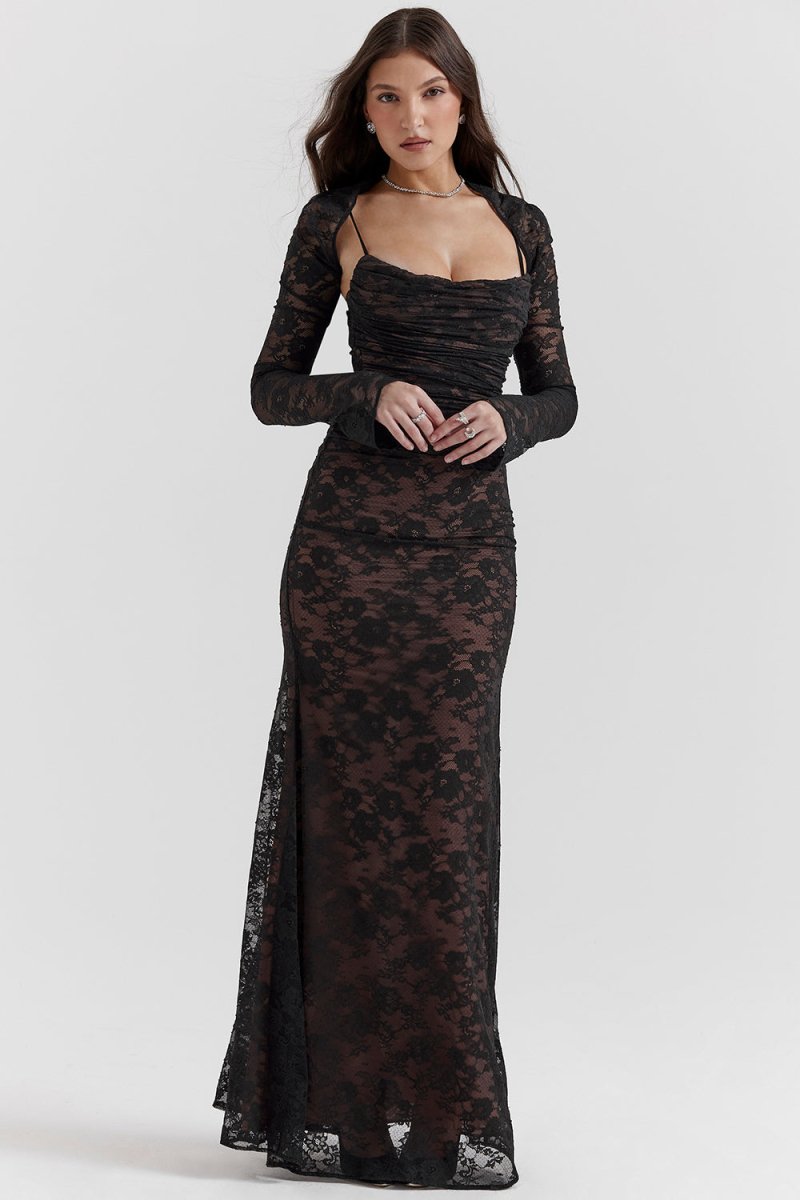 Abito lungo aderente con corsetto da donna