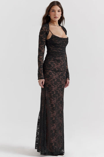 Abito lungo aderente con corsetto da donna