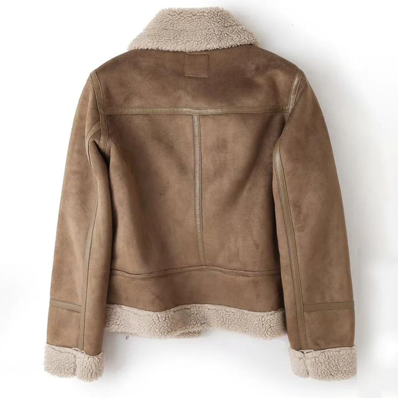 Giacca donna con dettagli in sherpa e zip frontale