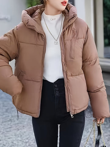 Piumino corto donna trapuntato con cappuccio