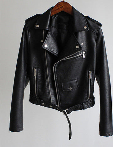 Giacca corta donna biker con zip asimmetrica