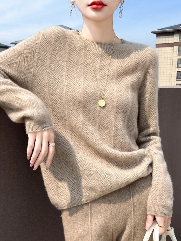 Maglione donna a maniche lunghe con motivo a intreccio