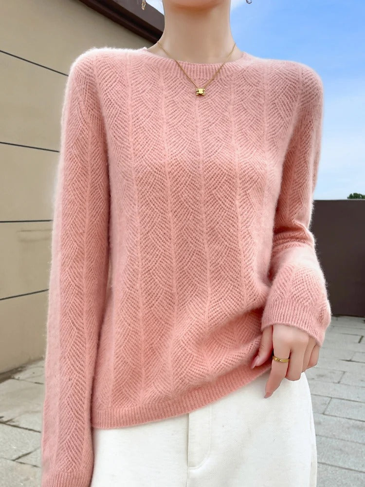 Maglione donna a maniche lunghe con motivo a intreccio