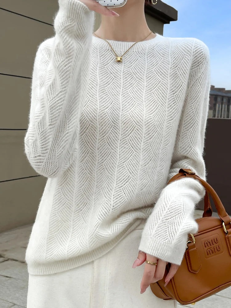 Maglione donna a maniche lunghe con motivo a intreccio
